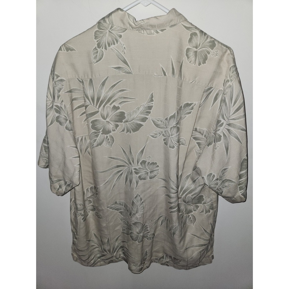 Tommy Bahama Mens 100% Silk Shirt Medium Beige Green Tropical - Picture 11 of 11